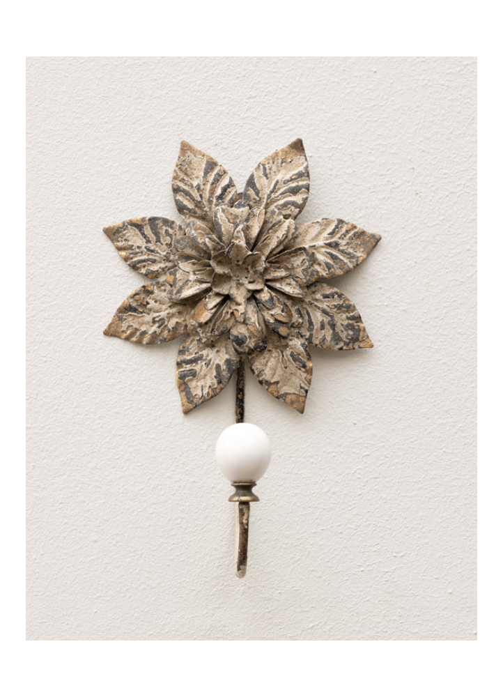 Crochet fleur blanc et doré
