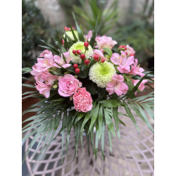 Bouquet de fleur blanc vert et rose