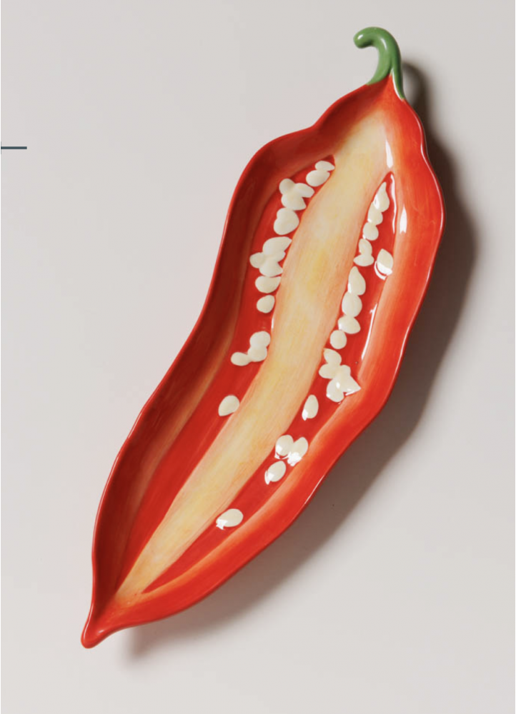 Plat en forme de poivron rouge – Originalité et couleur éclatante